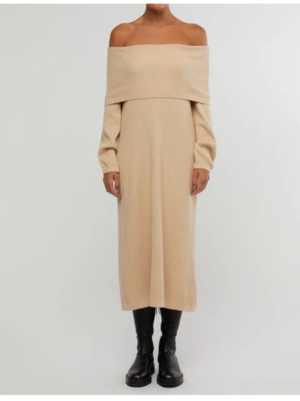 WeWoreWhat Off-Shoulder Cable Knit Sweater Dress